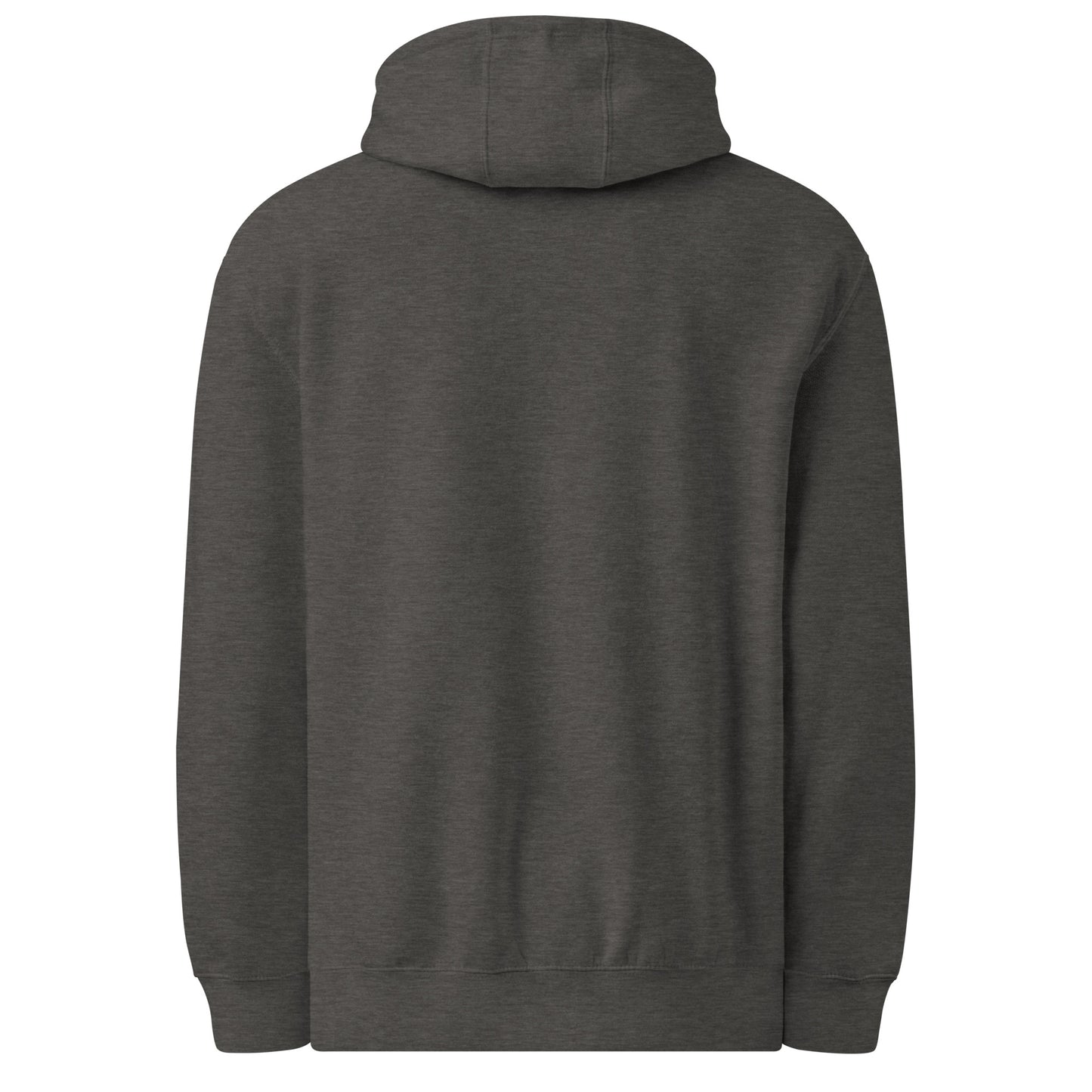 Back side of Grey  hoodie with  white background.