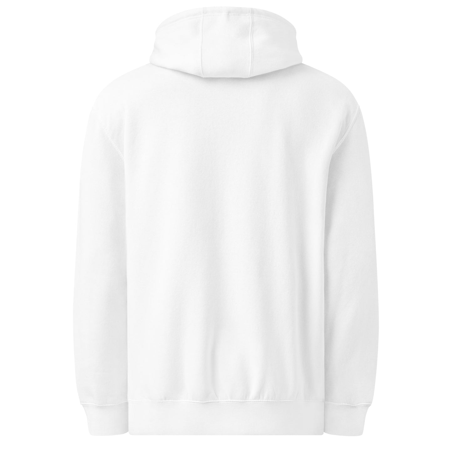 Backside of white hoodie and white background